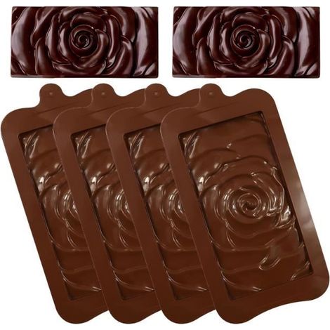 Moule Tablette Chocolat - Sans BPA - 4 Pièces - Silicone - Résistant aux Températures - Flexible (1/4)