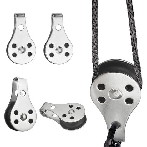 piezas de bloque de polea de acero inoxidable de 25 mm, polea de cable para barco, polea de elevación sólida, polea giratoria, bloque de polea con gancho para canoa de kayak marino