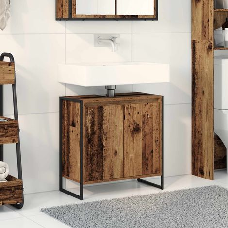 Badezimmerschrank mit Tür Altholz 60 x 30 x 60 cm Holzwerkstoff