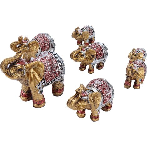 Statues d’Éléphant en Résine, Lot de 7 Figurines Décoratives pour Table, Salon et Cadeau (1/5)