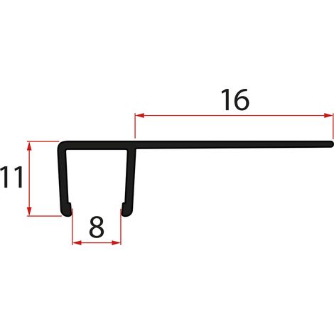 Jeu de joints verticaux pour verre 8/8 mm, 2000 mm, noir (1/2)