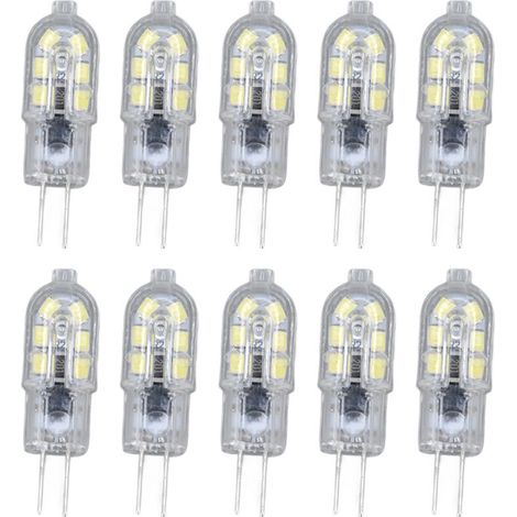 Bombilla LED G4 2835 transparent, pack of 10, LED lamp, plug-in, AC 220 V, for caravan cabinet, landscape illumination, white light of 6500 K (1/4)