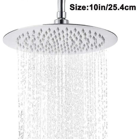 Pommeau de douche encastré rond/carré en acier inoxydable poli effet miroir, douche de tête effet pluie avec buses anticalcaires (1/5)
