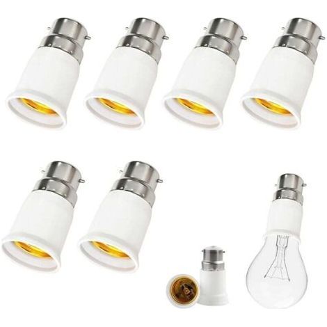 6 Pieces B22 to E27 Adapter, Bayonet to Screw Bulb Adapter B22 Bayonet to E27 Screw Socket Converter, 0-250V, for LED, Incandescent Halogen and CFL Bulbs for Lighting (1/4)