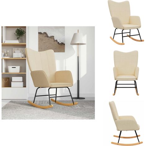 Schaukelstuhl Creme Stoff - Schaukelstuhl - Relaxsessel - Esszimmerstuhl - Wohnzimmersessel - Creme Stuhl (1/5)
