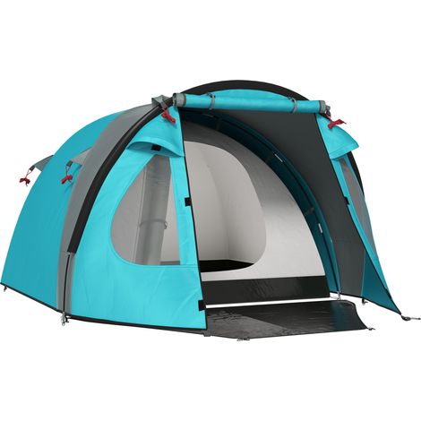 Tienda de campaña para 2-4 personas, tienda tipo domo familiar impermeable, con ventanas, bolsillos y bolsa de transporte azul cielo