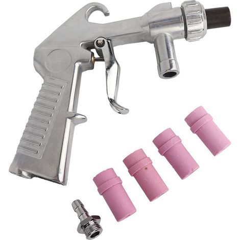 Pistolet de sablage pneumatique – Débit max 250L/min – Pression 6 bars – 4 buses céramiques 4/5/6/7mm pour nettoyage et gravure (1/5)