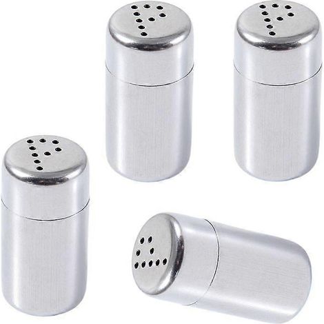 Lot de 4 mini salières de voyage en acier inoxydable, contenants à épices pratiques et compacts. (1/4)