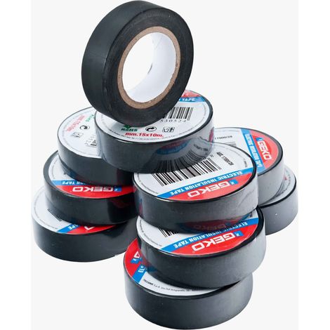 Schwarzes Klebeband 10 Rollen 15mm x 10m Geco (1/3)