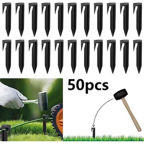 Lot de 50 piquets en plastique 8.5 cm, kit de piquets de fixation de pelouse, solide et durable, facile à insérer, pour bâches et tentes, installation de câble de délimitation (1/5)