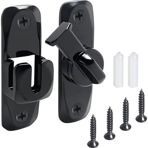Cerradura de puerta corredera de 90/180 grados (paquete de 2) - Cerradura miniatura de seguridad y privacidad - 8025 mm - Ideal para cobertizos, jardines, baños y armarios - Color negro (1/4)