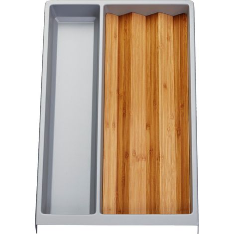 Mehrzweckeinsatz SEPARADO Individual silbergrau genarbt (300 x 474 x 51 mm) Schubladeneinsatz ab 40cm Schrankbreite inkl. Bambus Gewürzeinsatz von SOTECH