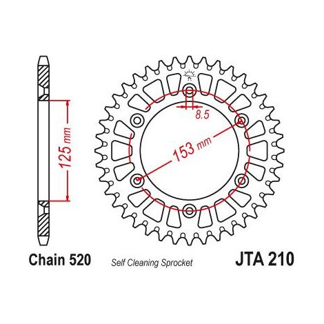 Couronne Alu TT Honda - 520 - 48 Dents - Similaire JTA210 - Made in Germany Trous Fraisés