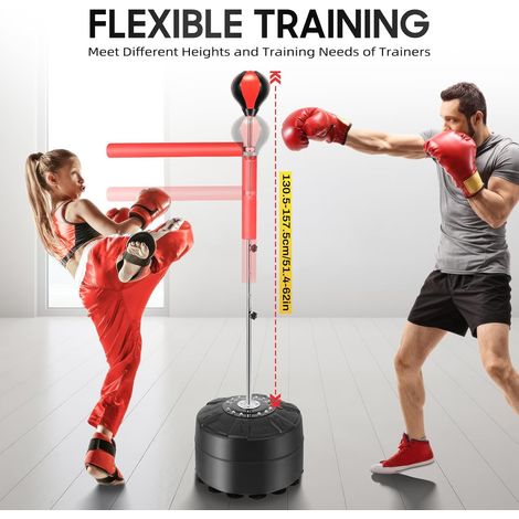 Punchingball 360°Reflex Spinning Bar Punchingball Boxstand Höhenverstellbarer Standbox mit Standboxball Standball Trainingsgerät für Zuhause und Fitnessstudio Erwachsene Punchingbal