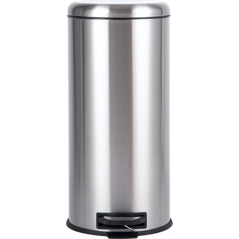 Cestino rotondo a pedale, acciaio inox, 30 L, argento, satinato (1/4)