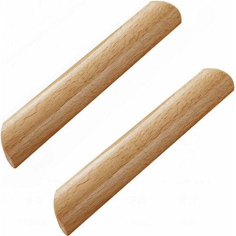 Lot de 10 poignées de meubles et tiroirs en bois en forme d'éventail avec un entraxe de 160 mm. (1/5)