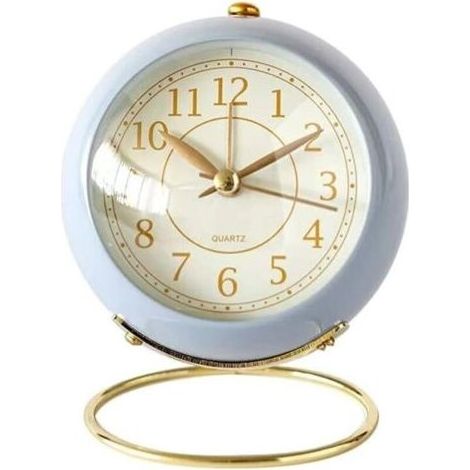 Horloge en métal avec socle en verre convexe (bleu roi) - convient à la décoration du salon ou du bureau (1/5)