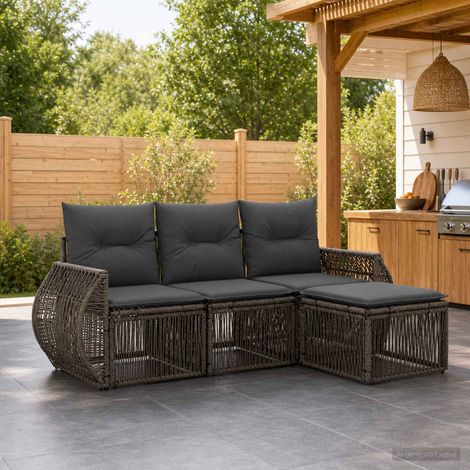 vidaXL Set Divano da Giardino 4 pz Grigio e Grigio Scuro (1/5)