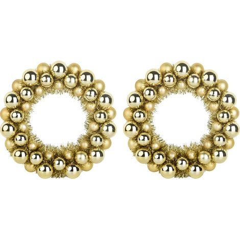 Coronas de Bolas de Navidad 2 pcs Dorado 33 x 33 x 7 cm vidaXL