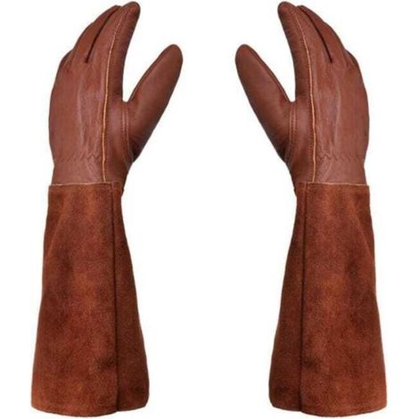 Gants de jardinage unisexes - Paire de Gants de Jardinage - Protection Cuir - Gants de Jardinage pour les Épines et Ronces et Gants de Travail--Marron--M (1/5)