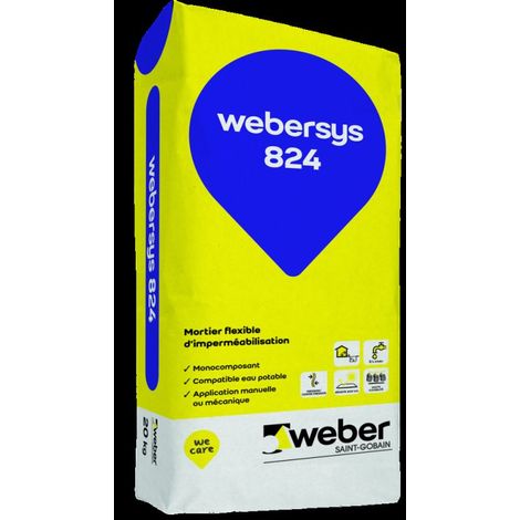 Weber Saint-Gobain Enduit mince d'imperméabilisation 20kg, des parties enterrées de bâtiment en intérieur et extérieur, Webersys 824