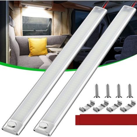 Stück LED-Innenraumleuchtenleiste, 12 V, 30 cm, 120 LEDs, mit Ein-/Ausschalter, 1600 lm, weiße Lichtleiste für Auto/LKW/Wohnmobil/Boot/Transporter (1/5)