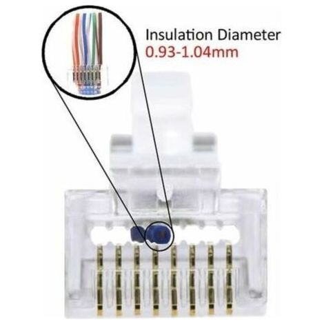 Lot de 100 RJ45 8P8C CAT6 CAT5E Connecteur de Passe à Travers Ethernet Modulaire Plug 50u Plaqué (1/3)