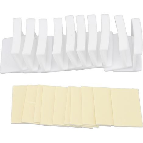 10 robuste Acryl-Hakenhaken mit Klebefläche, modernes minimalistisches Design für die Wand, Weiß (1/5)