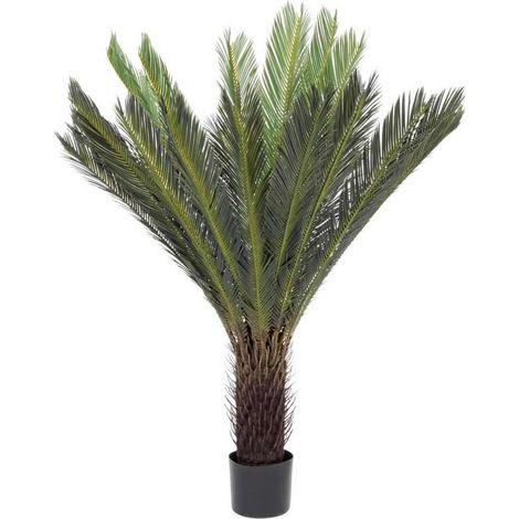 Pianta artificiale "Palma Cycas" con foglie e rami in PE, vaso in plastica -80x80x100h cm (1/3)