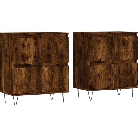 Aparador buffet cómoda mueble almacenaje organizador cocina salón salón juego de 2 madera contrachapada marrón 020036760