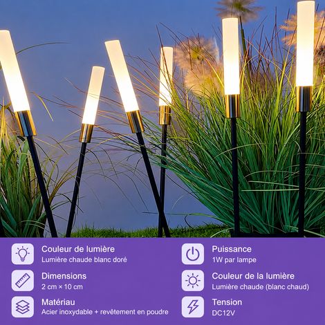 Balise lumineuse roseau en acrylique dépolie dorée à brancher 210 IP65 1W 2 10 doré 100 g – Livraison gratuite