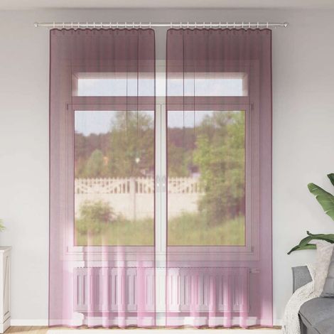 Voile Vorhänge mit Stangentaschen 2 Stk. Lila