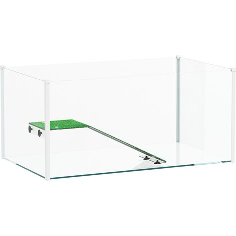 Aquarium Tortugas terrarium rampe plateforme vue panoramique 360° 60x35x28 cm blanc