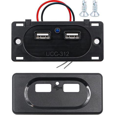 Prise USB 12 V 3,1 A modifiée haute vitesse pour voiture, camping-car, camping-car, transporteur, camionnette, camion - Chargeur universel USB double prise (1/5)