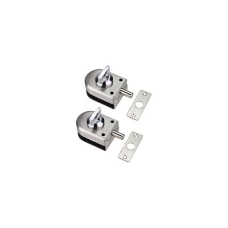 AIDUCHO Juego de 2 cerraduras de acero inoxidable 304 para puertas de vidrio de baño, aseo, tiendas y puertas de vidrio sin marco – Semicirculares - Crezuo