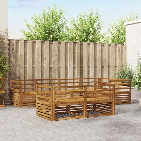 vidaXL Set di divani da esterno 7 pz Naturale Legno di Acacia Massello (1/5)