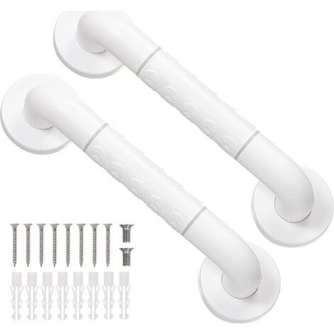 QORVA-Barres d'appui de salle de bain en acier inoxydable de 30 cm pour personnes âgées et enfants - Poignées de sécurité pour baignoire - Barres d'appui pour douche (1/5)