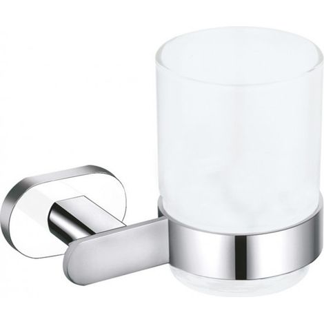 Porte brosses à dents YUKON en laiton blanc chromé et en verre (1/3)