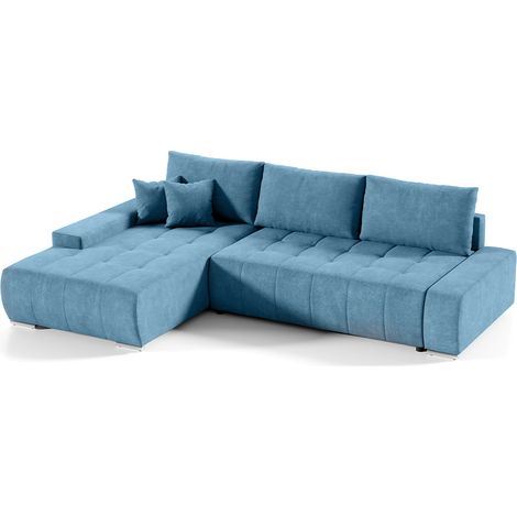 Ecksofa, links umwandelbar, 4-Sitzer mit Truhe Jonas Blau