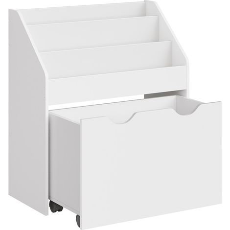 Songmics – Étagère à jouets pour enfants 3 compartiments – Boîte à jouets mobile avec roulettes – Dimensions 29,5 x 62,5 x 70 cm – Blanc nuage