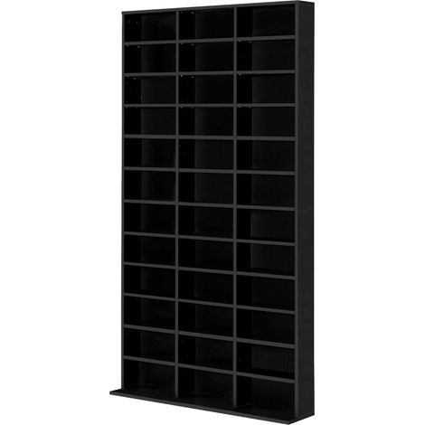 HOMCOM CD- und DVD-Regal, 36 verstellbare Fächer, Kapazität 1116 CDs/528 DVDs, Aufbewahrungsmöbel für Büro, Wohnzimmer, Schlafzimmer, 102 x 23,5 x 195 cm, schwarz