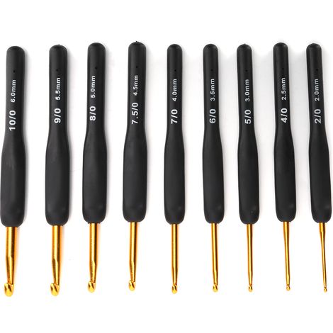 9Pcs Crochet Hook Sweater Sewing Thread Black Handle Craft Accessories Knitting Tools (1/5)