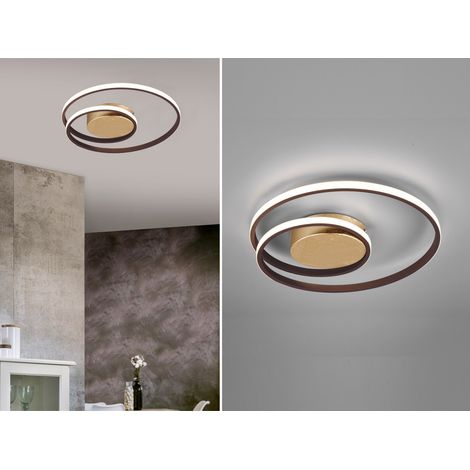 LED Deckenleuchte ZIBAL Rostfarbig mit 3 Stufen Dimmer Spirale, Ø 39cm