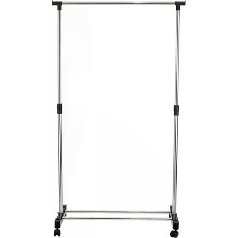 Stand Appendiabiti Altezza Regolabile telescopico con Ruote Singolo e Doppio Stender Abiti Guardaroba Organizer in Metallo Barre Inferiori da appoggio Scarpe Borse scatole Singolo (1/2)
