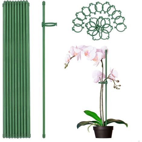 24 PCS Tuteur Plante Orchidée 45CM, Tuteur Plante Intérieur Plastique Piquets de Support pour Plantes Tuteur Plante en Pot avec 24 Clips de Support pour Jardin Fixation Fleur Légumes (1/4)