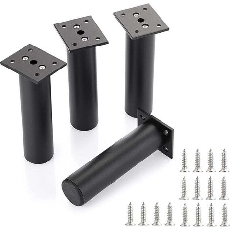 4 patas ajustables para muebles, patas de cama, patas de aluminio para elevar muebles, pies para marcos de cama, armarios, mesas (negro, altura 150 mm) -Crezuo