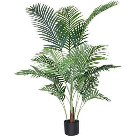 Palmier artificiel Areca 140 cm, 15 troncs, décor intérieur/extérieur, pot noir (1/5)