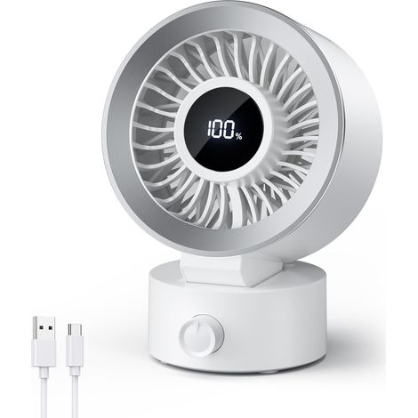 Ventilateur de table avec télécommande - fonctionnement silencieux - affichage numérique - fixation murale - chargement USB - inclinaison à 105° (1/5)