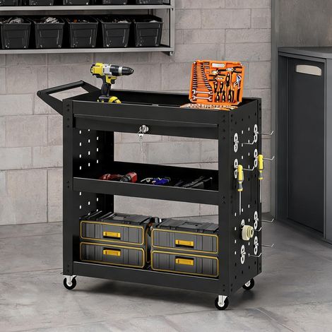 Boîte à outils coloris noir en acier plastique 78 x 35 x 73 cm (1/5)