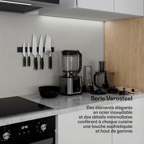 Klarstein Verosteel Robot de cuisine avec blender - Appareil de cuisine multifonction de 1200 W, bol de 2 l, blender de 1,75 l, 10 vitesses, 6 programmes, presse-agrumes & hachoir à viande